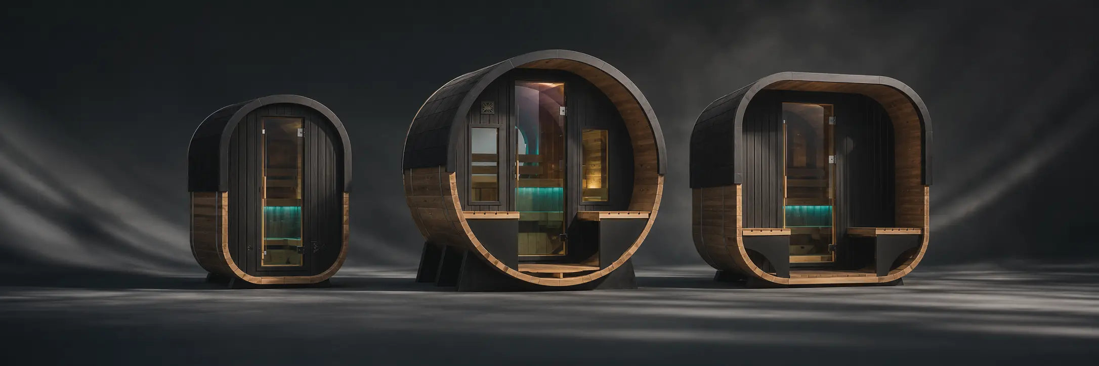 Outdoor saunas side by side